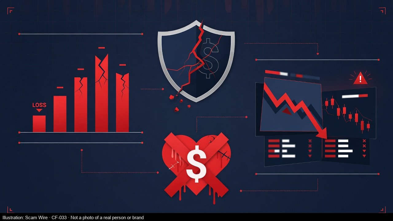 Editorial infographic style image about rising investment scam losses